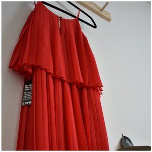 Vibrant Red Chiffon Dress